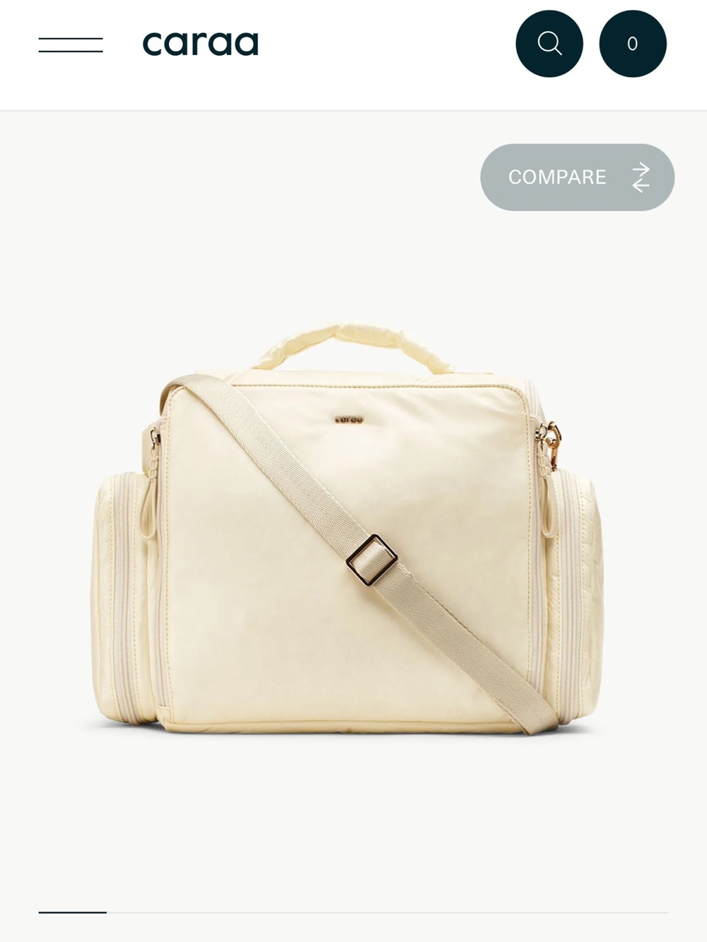 caraa Cream Toiletry Travel Bag with Adjustable Strap